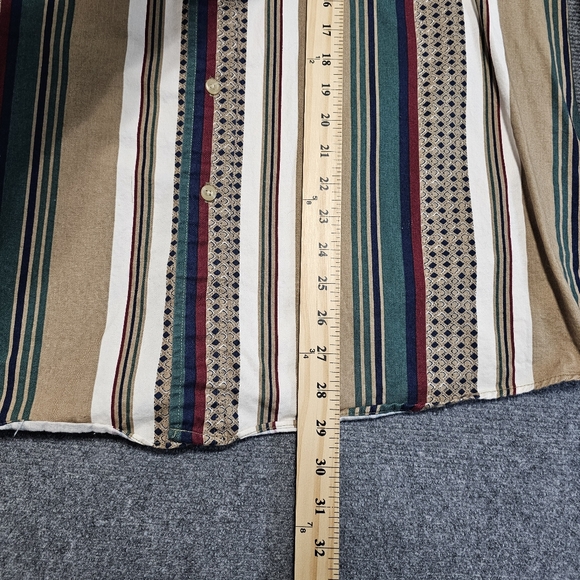 Vintage 90s Trader Bay Mens African Stripe Button Down Shirt Long Sleeve Cotton - Picture 15 of 16
